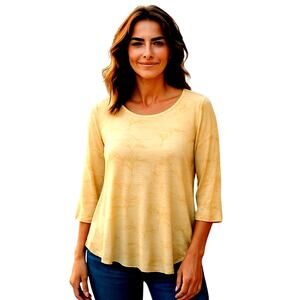 Cupio Medium Yellow Asymmetrical Women's Top Shirt Blouse Miss Size 8 10 M